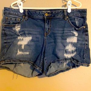Size 18 mid rise torrid jean shorts distressed